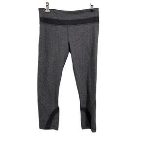 Lululemon Herringbone Cropped Leggings Size 6 Gray Black Mid Rise Yoga Pants